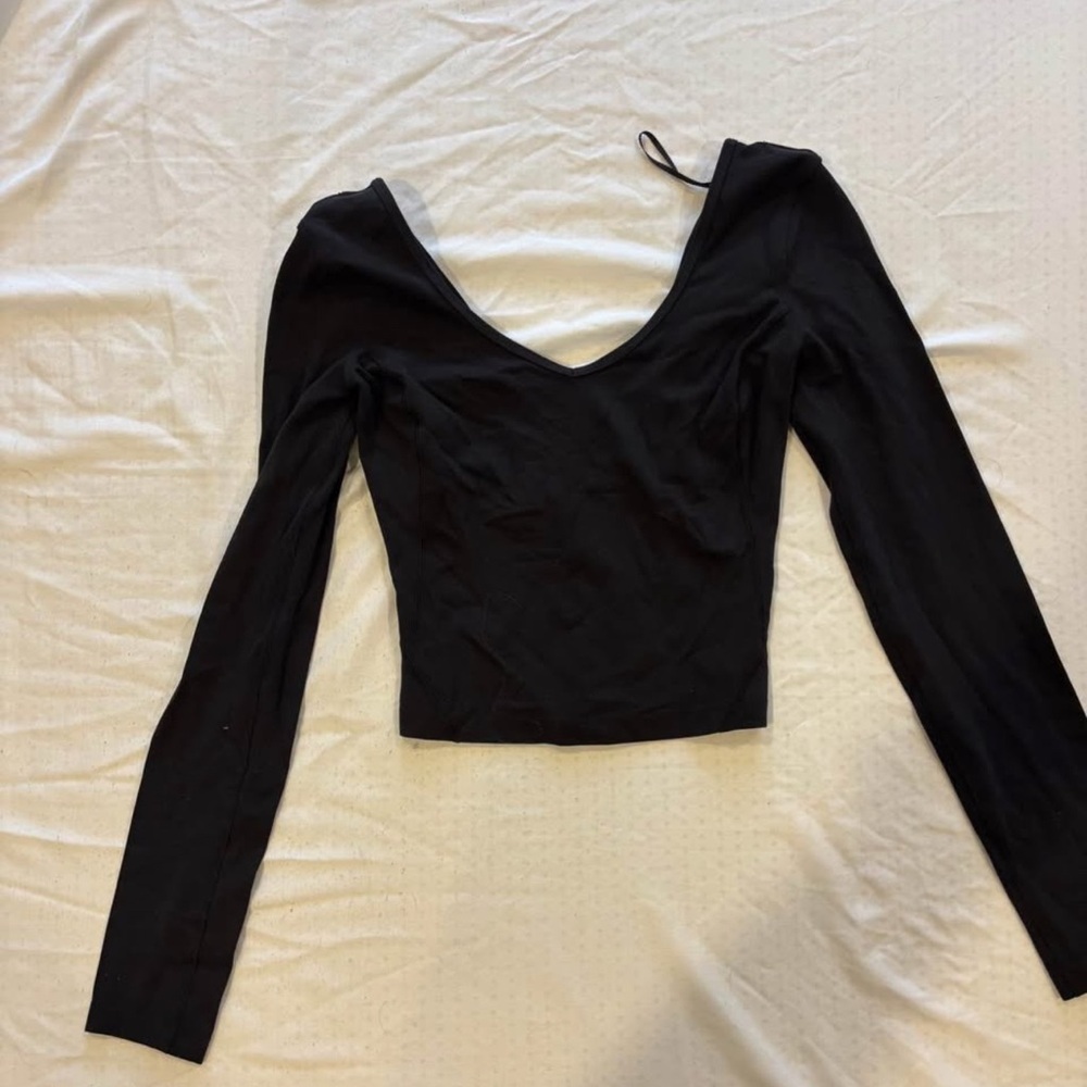 lululemon athletica Black Long Sleeve Fitted Backless Bodysuit